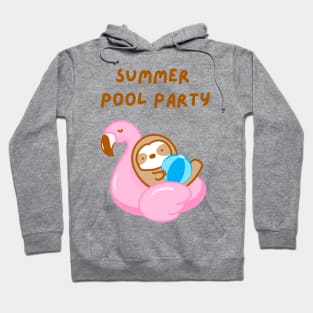 Summer Pool Party Pink Flamingo Sloth Hoodie